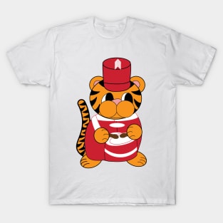 Tiger Drummer Marching Band Red White T-Shirt